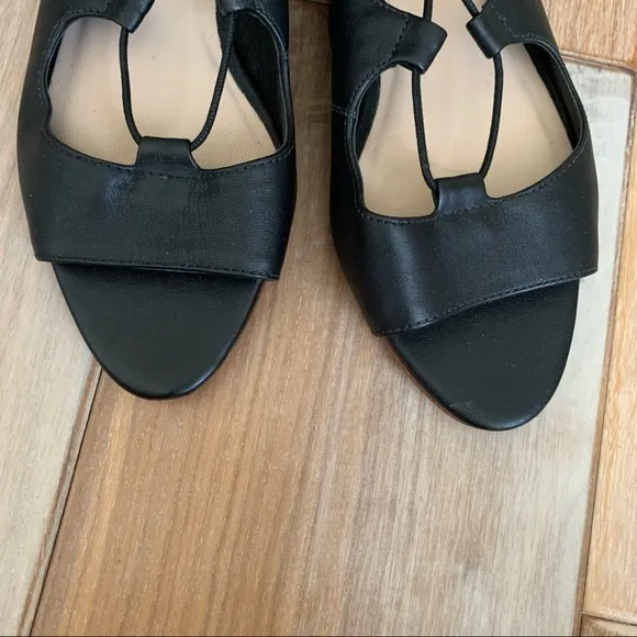 Loeffler Randall Dani Black Lace Up Flat Sandals