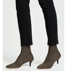LOEFFLER RANDALL Kassidy Silver Knit Ankle Boots 9.5