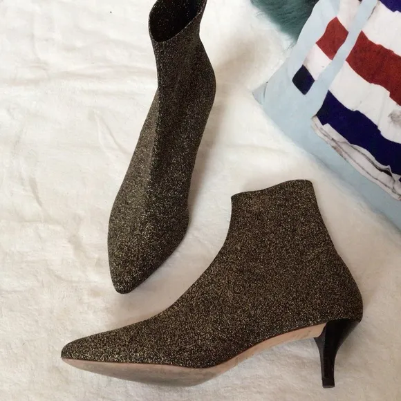 LOEFFLER RANDALL Kassidy Silver Knit Ankle Boots 9.5