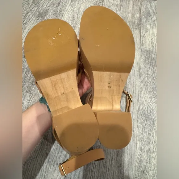 Loeffler Randall tan Abbie Knot Clog Sandals