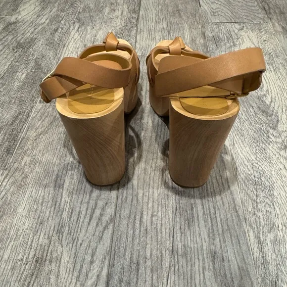 Loeffler Randall tan Abbie Knot Clog Sandals