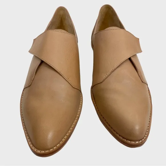 Loeffler Randall Tan Leather Pointed Toe Grace Loafers Size 10