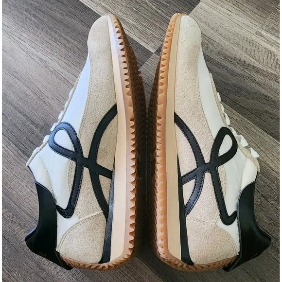 LOEWE SNEAKERS FLOW RUNNER WOMENS SIZE 6 / 36 NYLON SUEDE BLACK GOLD TAN SHOES
