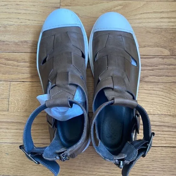 Lofina sz EU 38 high top sneaker style sandals light brown leather great cond