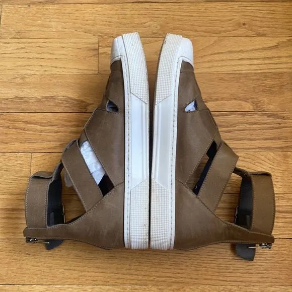Lofina sz EU 38 high top sneaker style sandals light brown leather great cond