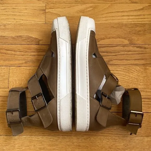 Lofina sz EU 38 high top sneaker style sandals light brown leather great cond