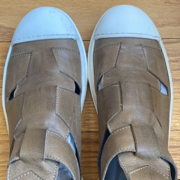 Lofina sz EU 38 high top sneaker style sandals light brown leather great cond