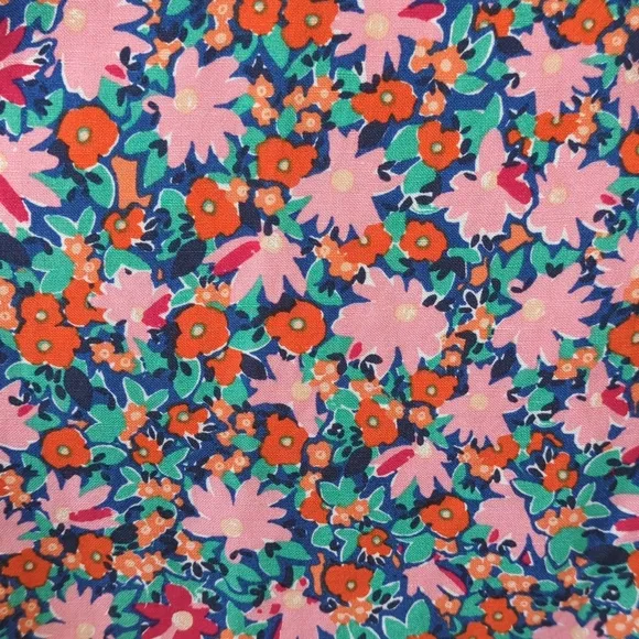 Loft Bright Daisy Linen Blend High Waisted Side Slit A-Line Midi Skirt Pink 12P