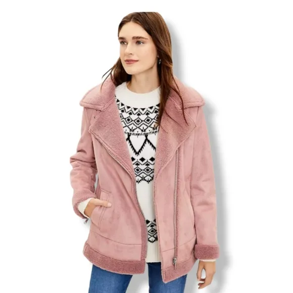 Loft Faux Suede Aviator Jacket