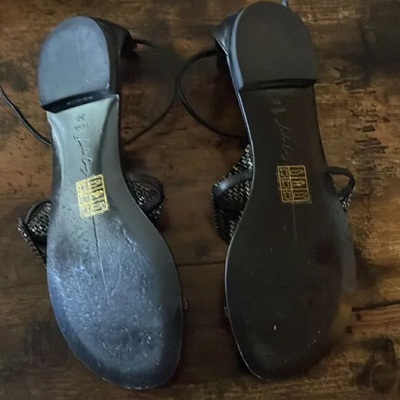 Lola Cruz Crystal stones mesh flat sandals Size 36