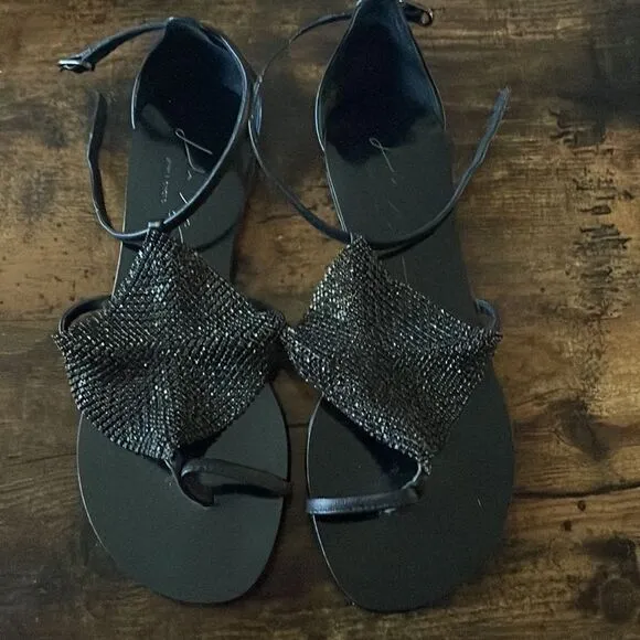 Lola Cruz Crystal stones mesh flat sandals Size 36