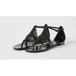 Lola Cruz Crystal stones mesh flat sandals Size 36