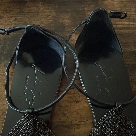 Lola Cruz Crystal stones mesh flat sandals Size 36
