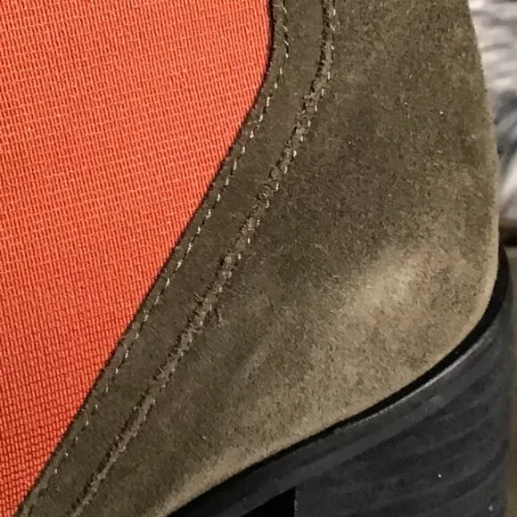 Lori Goldstein Italian Olive Suede Ankle Boots 7M