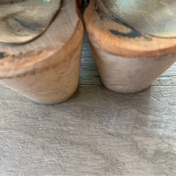 Lotta From Stockholm Wooden Block Heel Leather Buckle Clogs Sandals