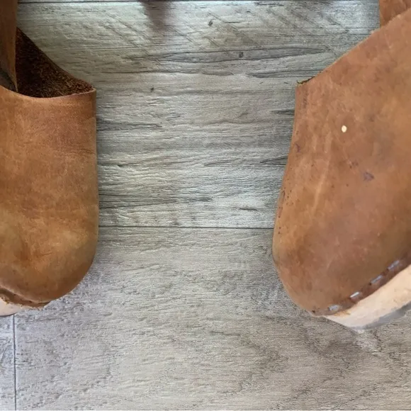 Lotta From Stockholm Wooden Block Heel Leather Buckle Clogs Sandals