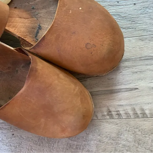 Lotta From Stockholm Wooden Block Heel Leather Buckle Clogs Sandals