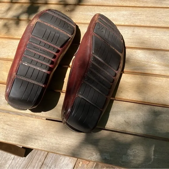 LOUIS VUITTON SUHALI LOMBOKDRIVING LOAFERS COGNAC BROWN LEATHER MENS 6.5 FIT 10