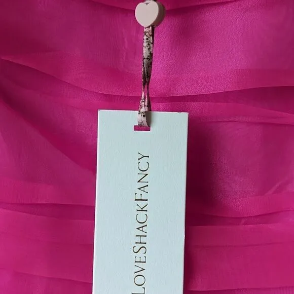 Loveshackfancy Sheer Roses Tiered Ruffled Filmy Chaya Dress Sz 8 NWT Flirty Fuch