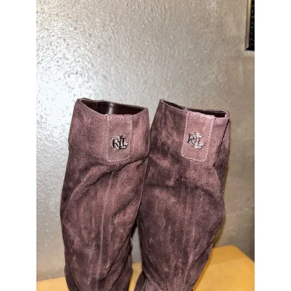 LRL Lauren Ralph Lauren Artizan Classic UpTown Dark Brown Suede 3.5” Boots