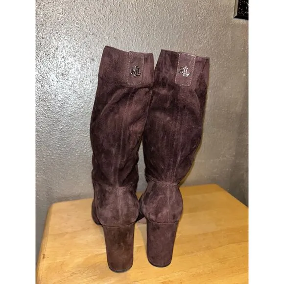 LRL Lauren Ralph Lauren Artizan Classic UpTown Dark Brown Suede 3.5” Boots