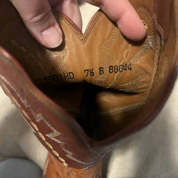 Lucchese 2000 Brown Full Quill Ostrich Western Boots Sz 7.5 B