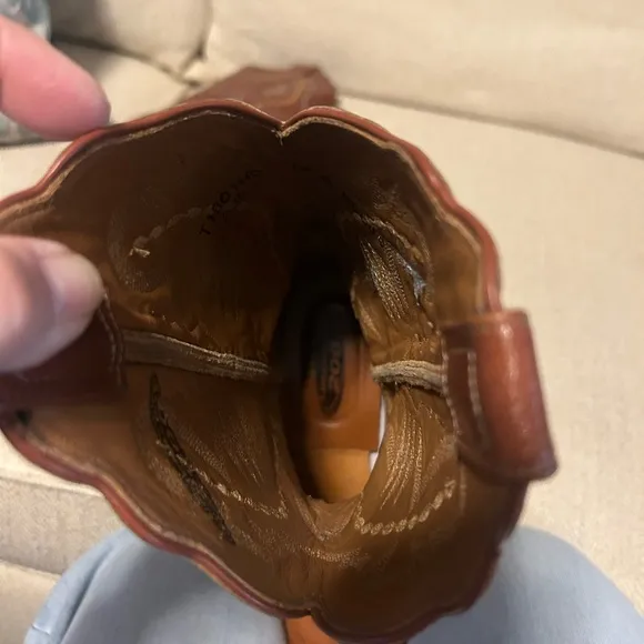 Lucchese 2000 Brown Full Quill Ostrich Western Boots Sz 7.5 B