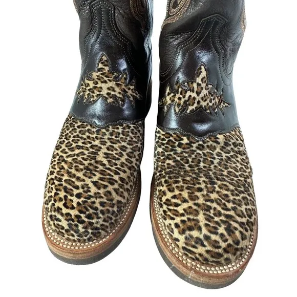 Lucchese 2000 Leopard Cheetah Boots Double Stitched Size 7.5 E