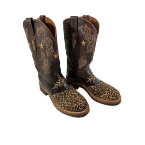 Lucchese 2000 Leopard Cheetah Boots Double Stitched Size 7.5 E