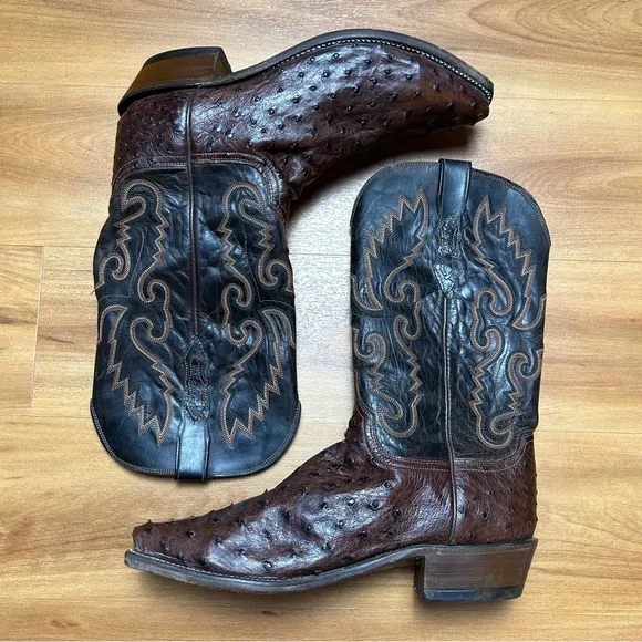 Lucchese Brown Cowboy Western Boots with Embroidery N1132