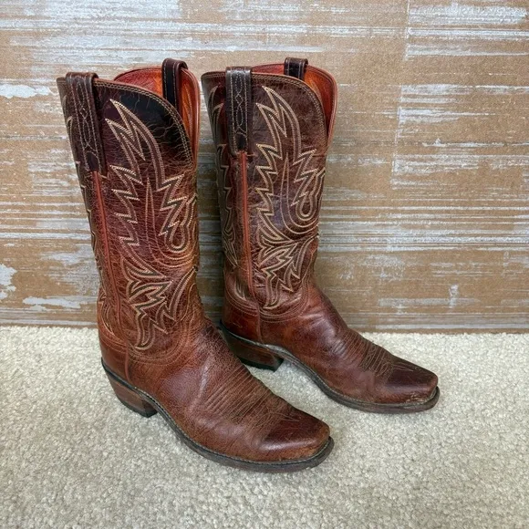 Lucchese Chocolate Mad Dog Snip Toe Cowboy Boots Western Rodeo NFR Womens 7