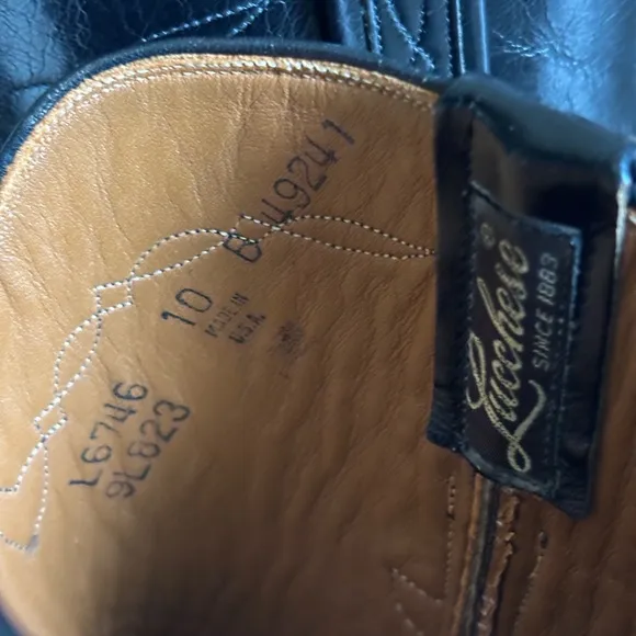 Lucchese Classic Black Roper Western Boots Men's Size 10 B