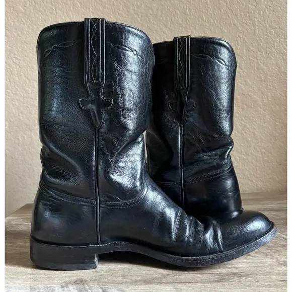 Lucchese Classic Black Roper Western Boots Men's Size 10 B