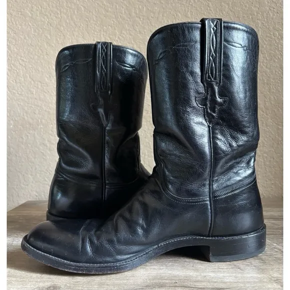 Lucchese Classic Black Roper Western Boots Men's Size 10 B