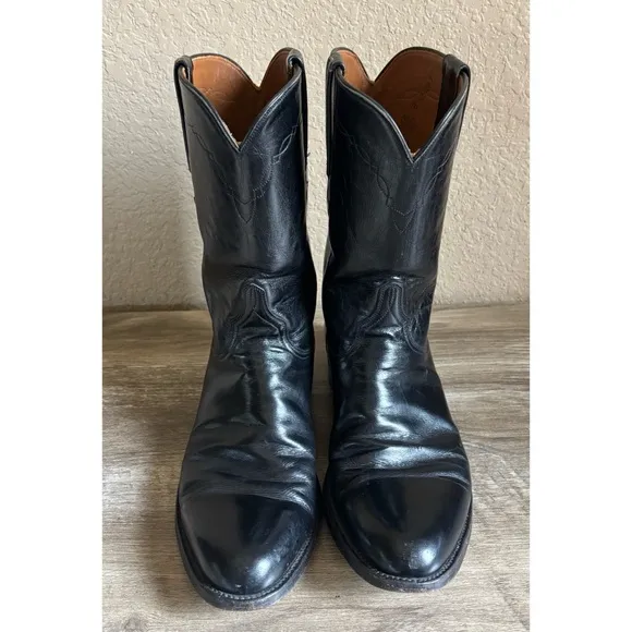 Lucchese Classic Black Roper Western Boots Men's Size 10 B