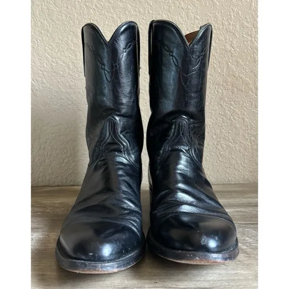 Lucchese Classic Black Roper Western Boots Men's Size 10 B