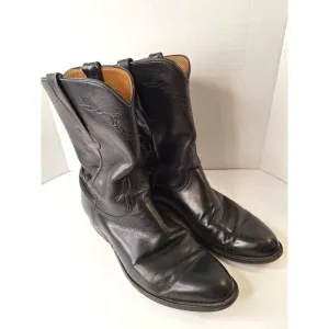 LUCCHESE Classic Handmade Leather Tanner Boots Men's 10.5D Black Cowboy Boots