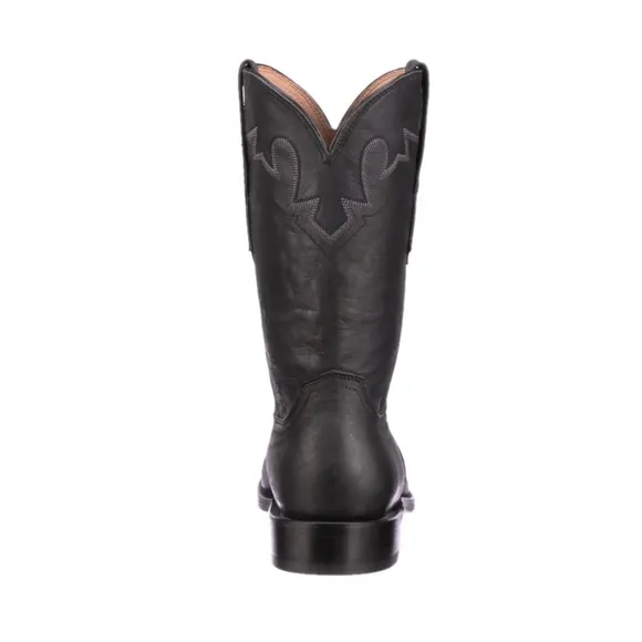 Lucchese Men's Sunset Roper Black Leather Boots Size 8.5 Wide