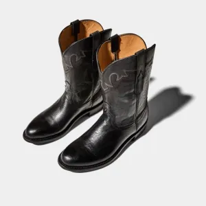 Lucchese Men's Sunset Roper Black Leather Boots Size 8.5 Wide