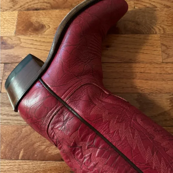 Lucchese Red Leather Cowboy Boots