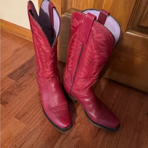 Lucchese Red Leather Cowboy Boots