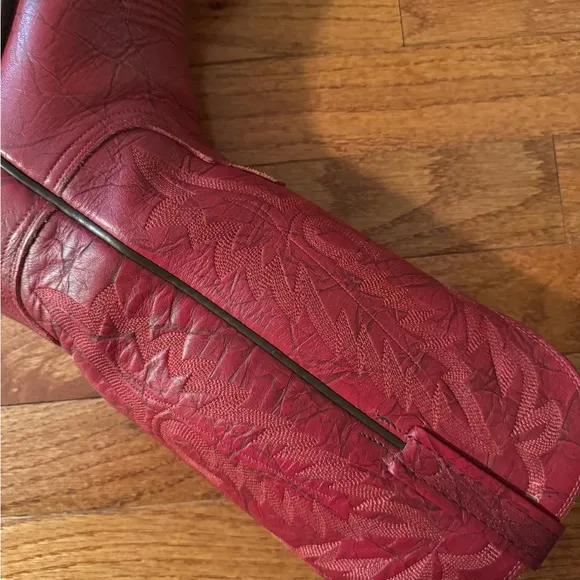 Lucchese Red Leather Cowboy Boots