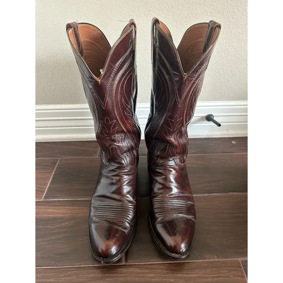 Lucchese Seville Classic Cowboy Boots Size 9D Brown Goatskin Leather USA made