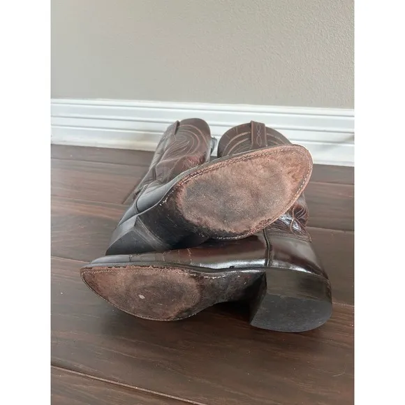 Lucchese Seville Classic Cowboy Boots Size 9D Brown Goatskin Leather USA made