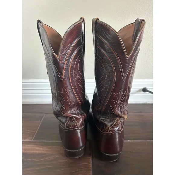 Lucchese Seville Classic Cowboy Boots Size 9D Brown Goatskin Leather USA made