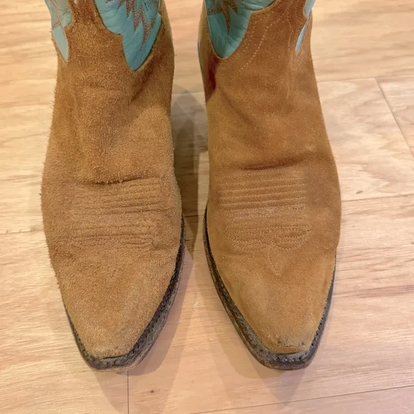 Lucchese Turquoise Teal and Suede 1883 Cowboy Cowgirl Boots Western Topstitched