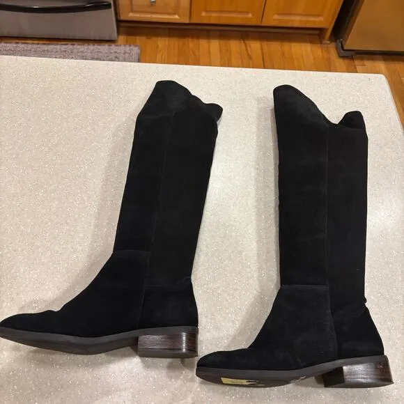 Lucky Brand Calypso Women's Size 6M Black Leather Suede Over The Knee Tall Boots