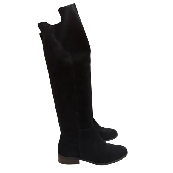 Lucky Brand Calypso Women's Size 6M Black Leather Suede Over The Knee Tall Boots