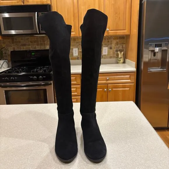 Lucky Brand Calypso Women's Size 6M Black Leather Suede Over The Knee Tall Boots