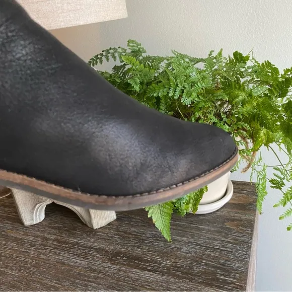 Lucky Brand Fayth Leather Ankle Boots Black Booties Slip On Boho Shoes Women’s 9